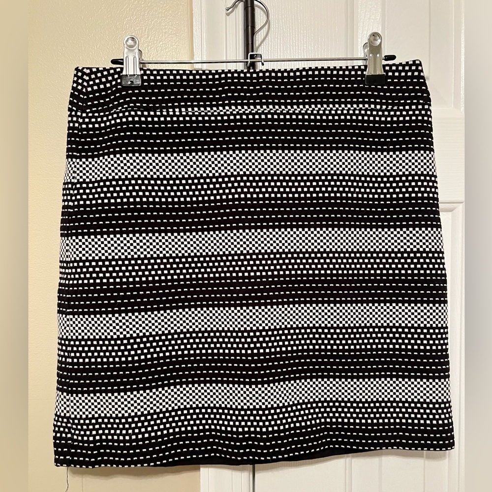Loft Black and White Striped Dress Skirt, Size 4P